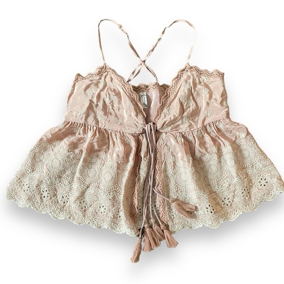 Free People Jenna Embroidered Cami In Pale Rose small - Picture 6 of 10